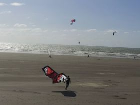 Kite flying on Borth Beach