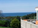 The view from the caravan out to Cardigan Bay